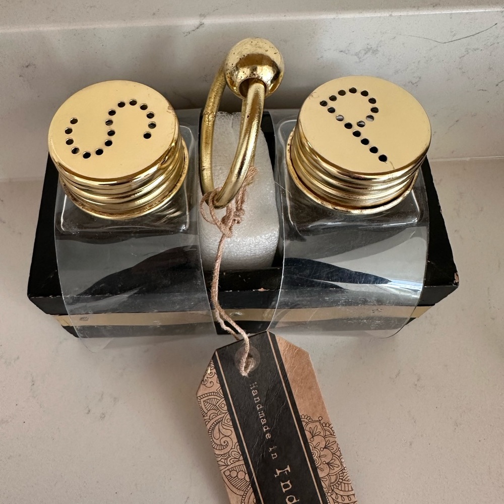 Salt and Pepper Shakers, Black and Gold